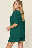 Double Take Basic style Round Neck Solid Set 