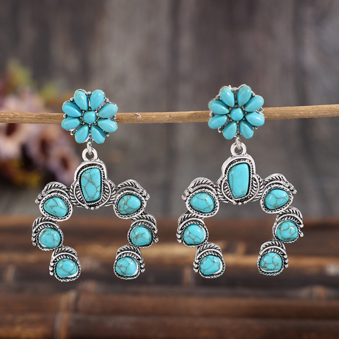 Artificial Turquoise Alloy Dangle Earrings 