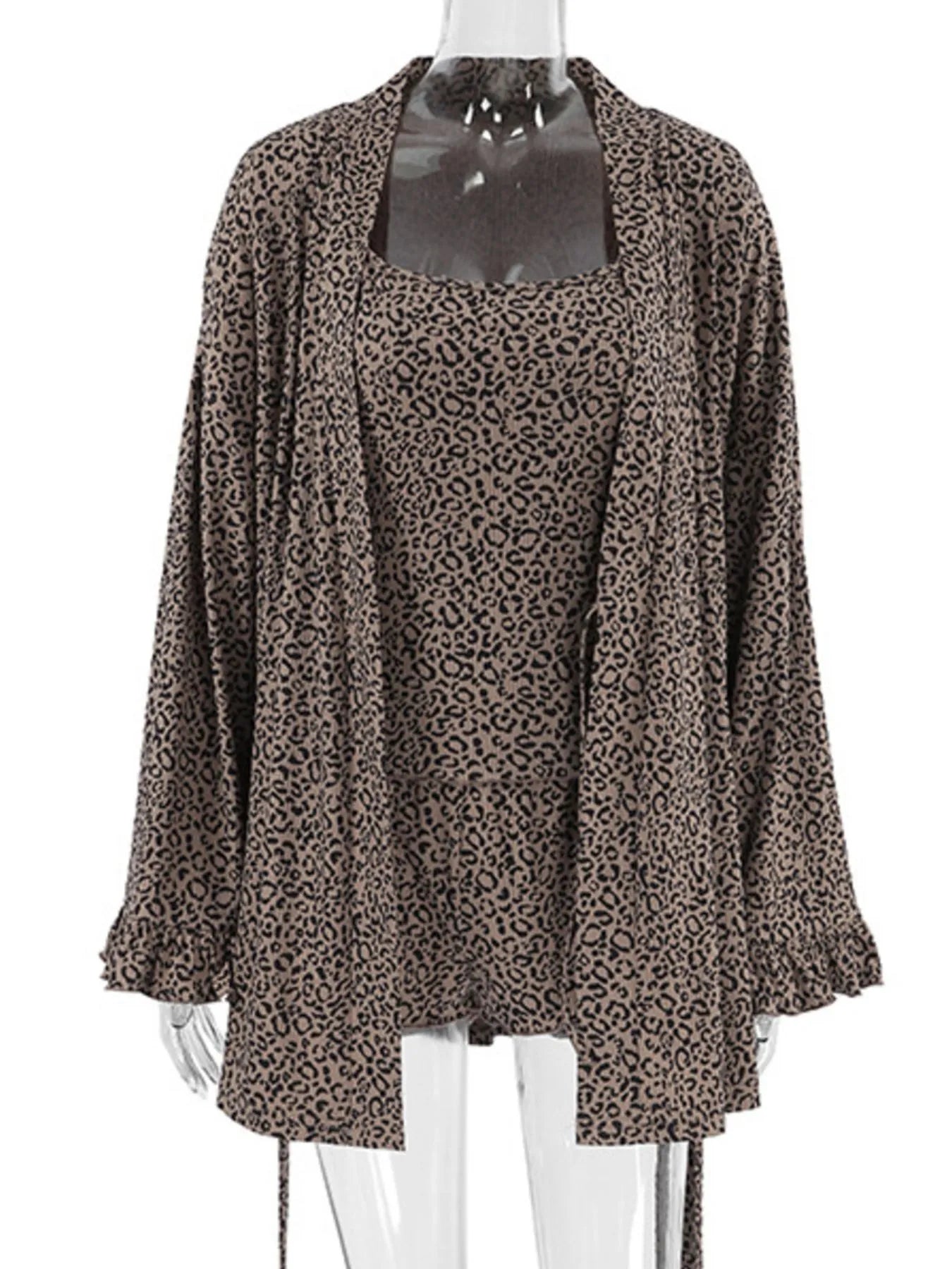 Leopard Cami Cardigan and Shorts 3-Piece Set Lingerie & Nightwear