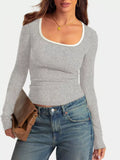 Scoop Neck Long Sleeve T-Shirt 