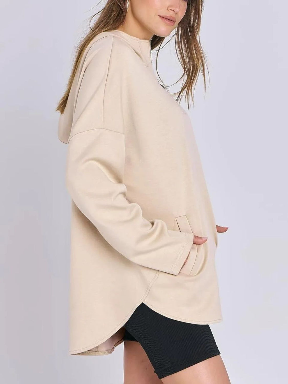 Quarter Zip Long Sleeve Hoodie 