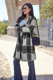 Double Take Full Size Plaid Button Up Lapel Collar Coat 