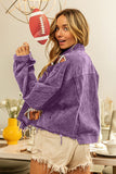 BiBi Football Sequin Embroidery Washed Corduroy Jacket 