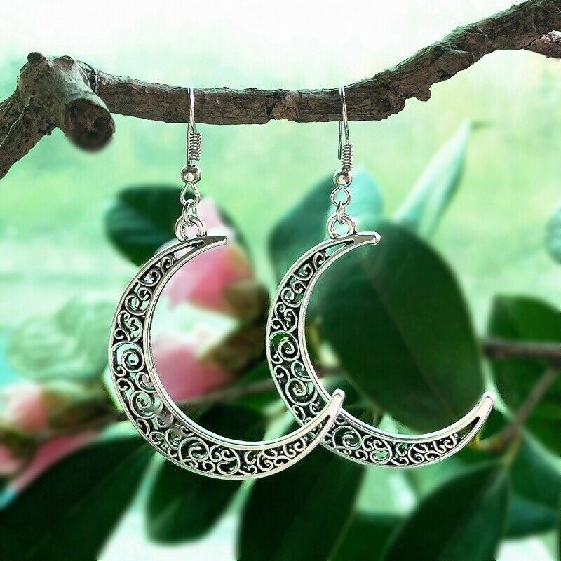 Alloy Cutout Moon Earrings 