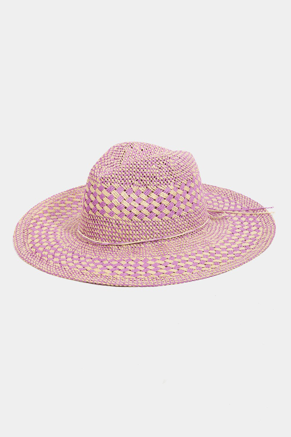 Fame Checkered Straw Weave Sun Hat 