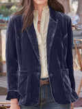 Pocketed Button Up Lapel Collar Blazer 