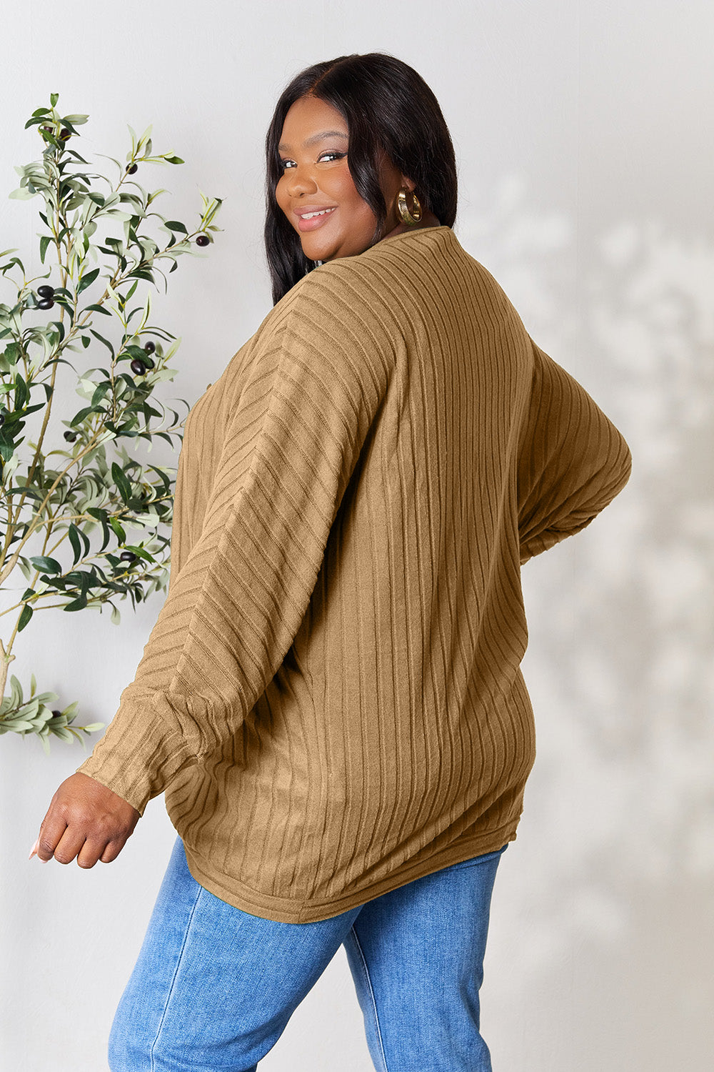 Basic Bae Full Size Ribbed Cocoon Cardigan 