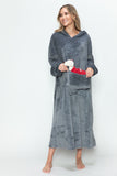 Double Take Full Size Pocketed Hooded Midi Lounge Dress 