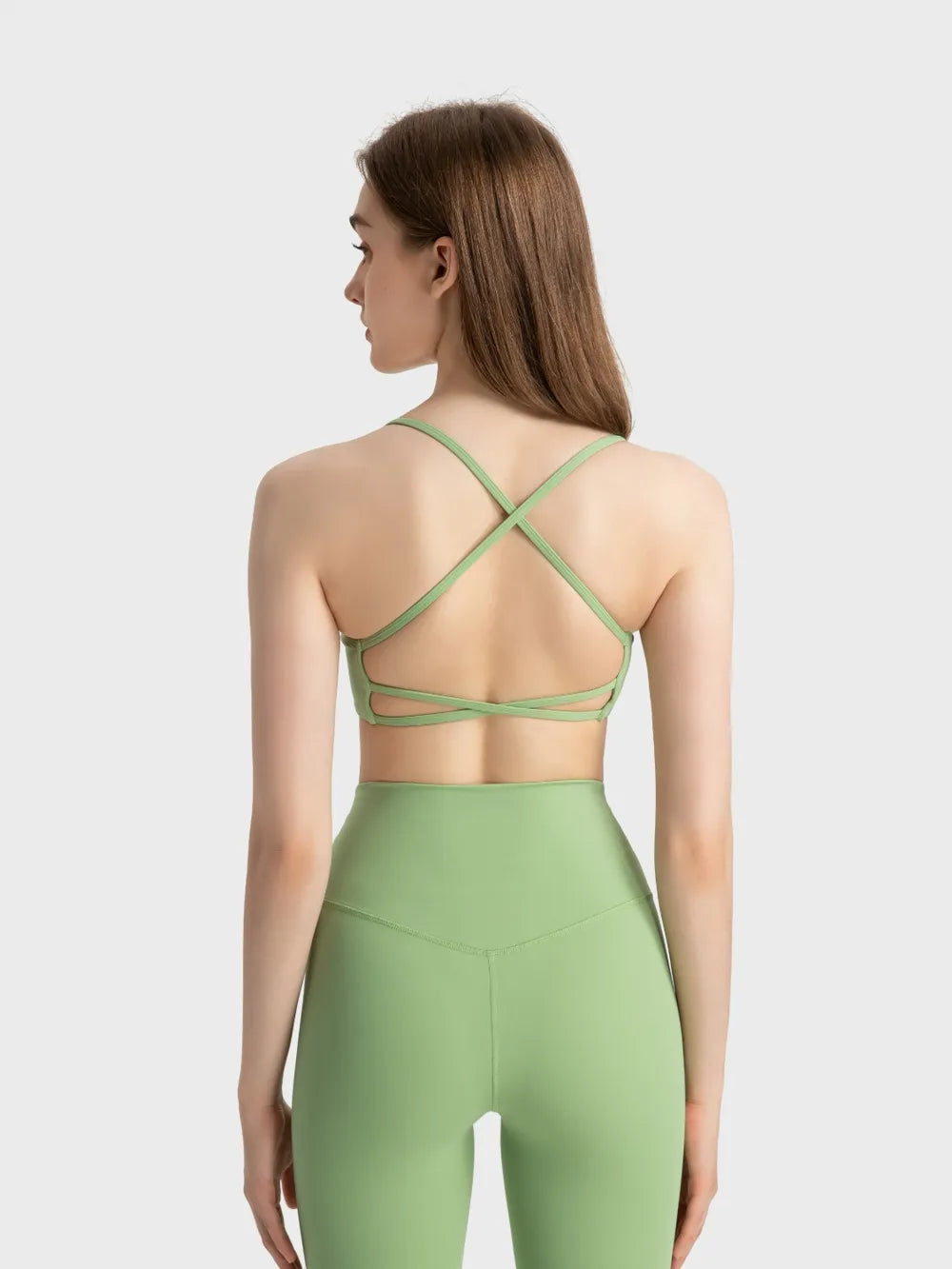 Millennia Crisscross Back Scoop Neck Active Cami with Detachable Chest Pads 