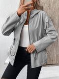 Ivy Lane Drawstring Zip Up Hooded Jacket 