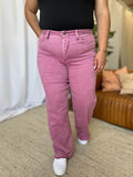 RFM Full Size High Rise Garment Dye Wide Leg  Jeans 