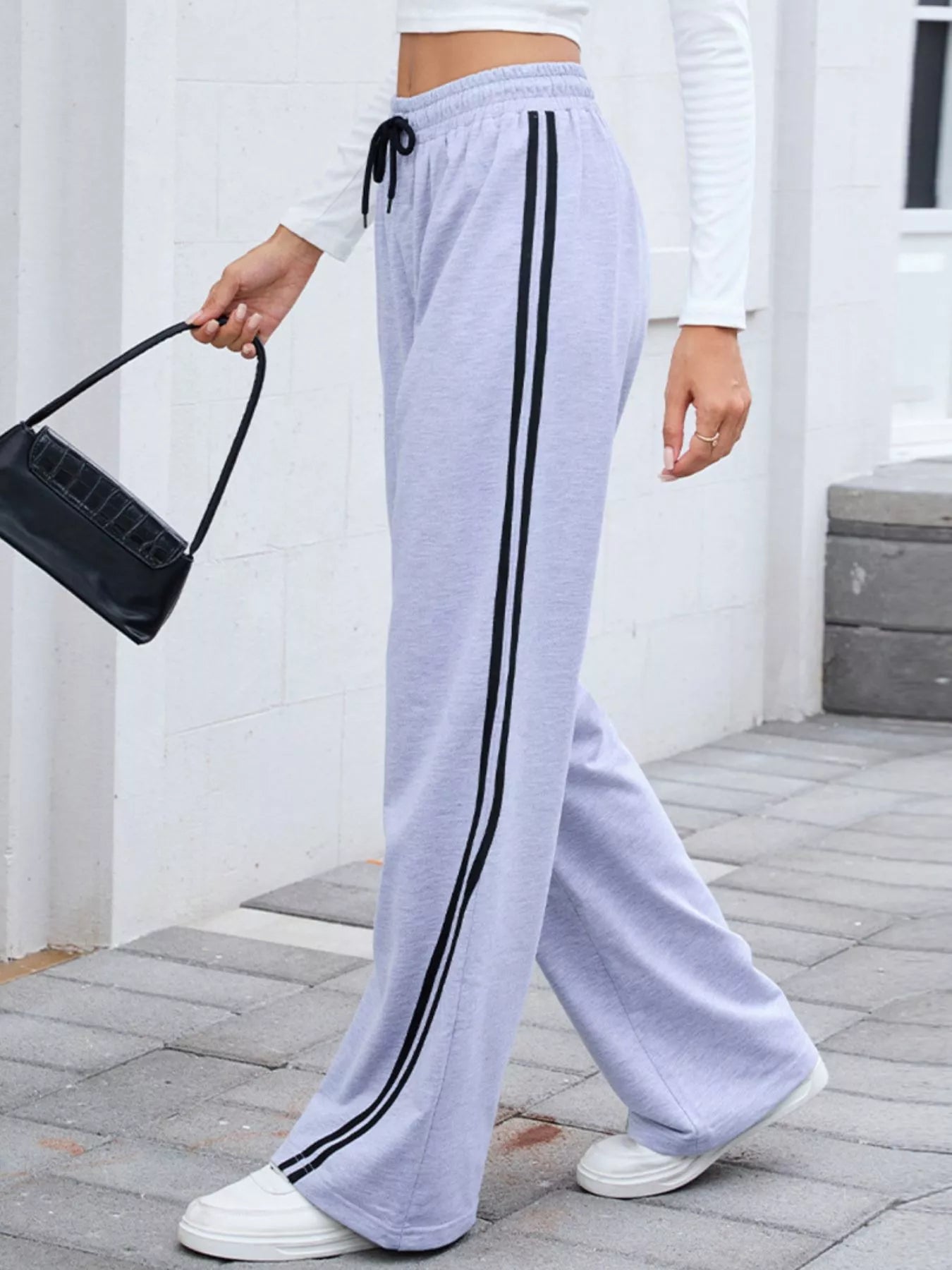 Side Striped Wide Leg Pants 