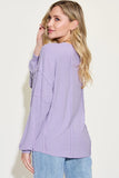 Basic Bae Full Size Ribbed Round Neck Long Sleeve T-Shirt Sweaters & Cardigans