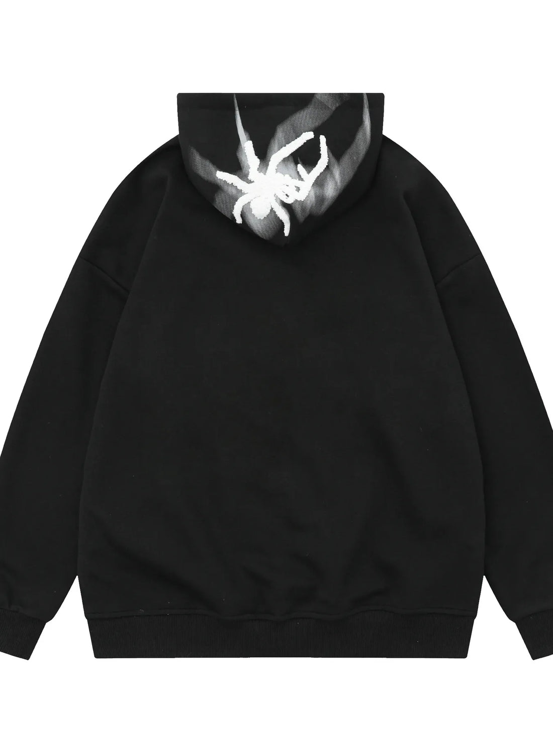 Men's Spider Graphic Oversized Hoodie with Side Button Details 