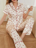 Contrast Piping Pocketed Top and Pants Lounge Set Lingerie & Nightwear
