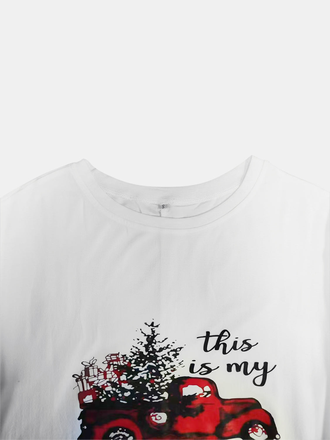 Full Size Graphic Two-Tone Round Neck Long Sleeve T-Shirt 