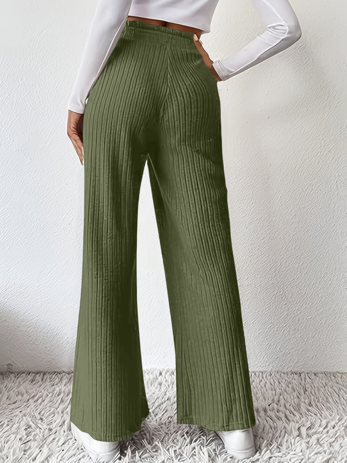 Ribbed High Waist Pants Flares