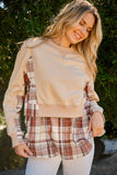 And The Why Full Size Double Layered Plaid Contrast Sweatshirt 