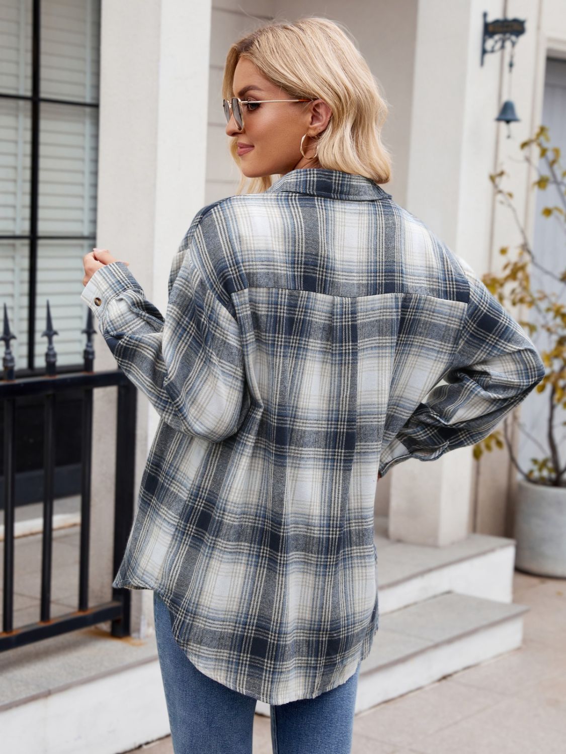 Mandy Plaid Collared Neck Long Sleeve Shirt 