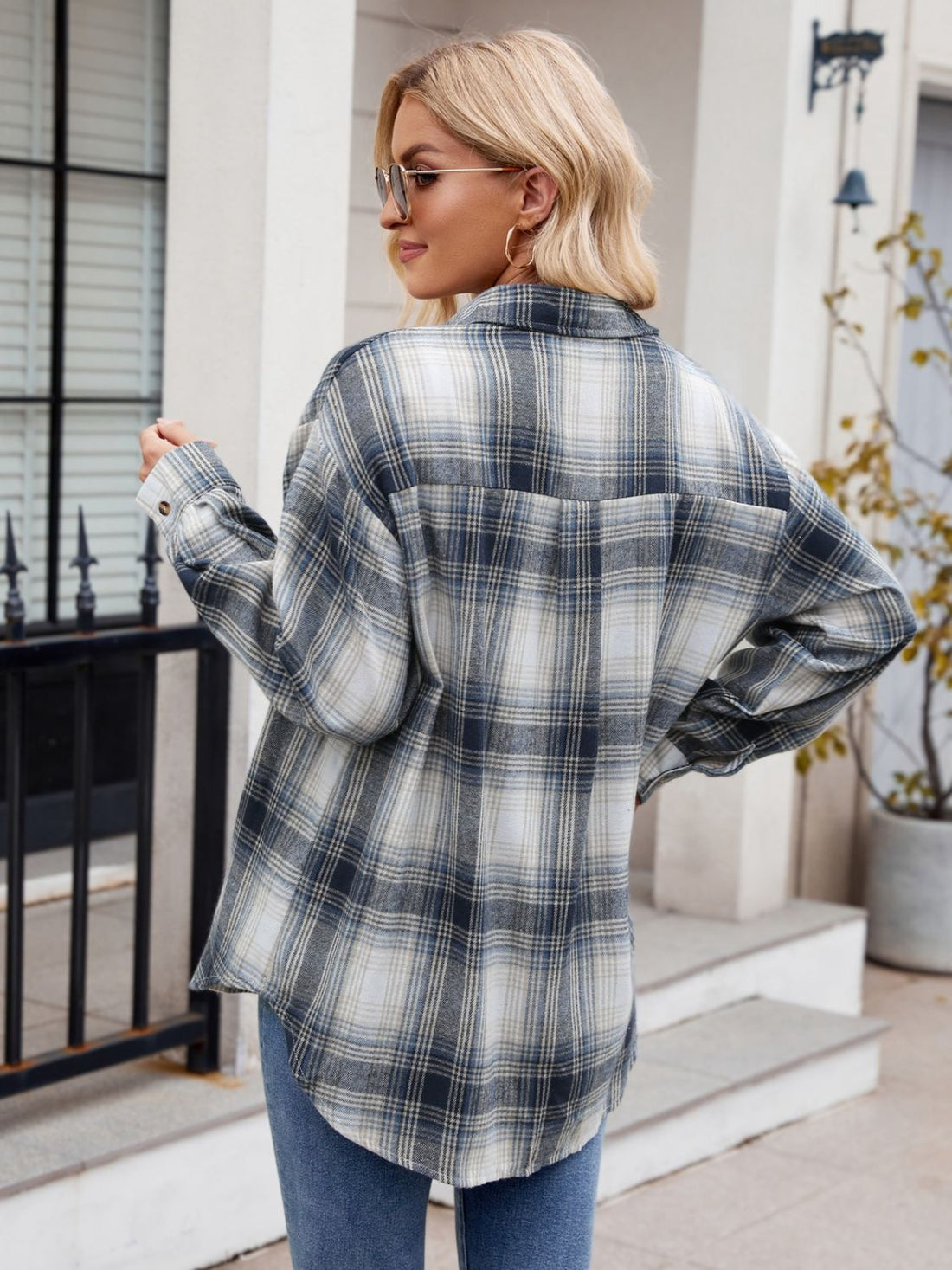 Mandy Plaid Collared Neck Long Sleeve Shirt 