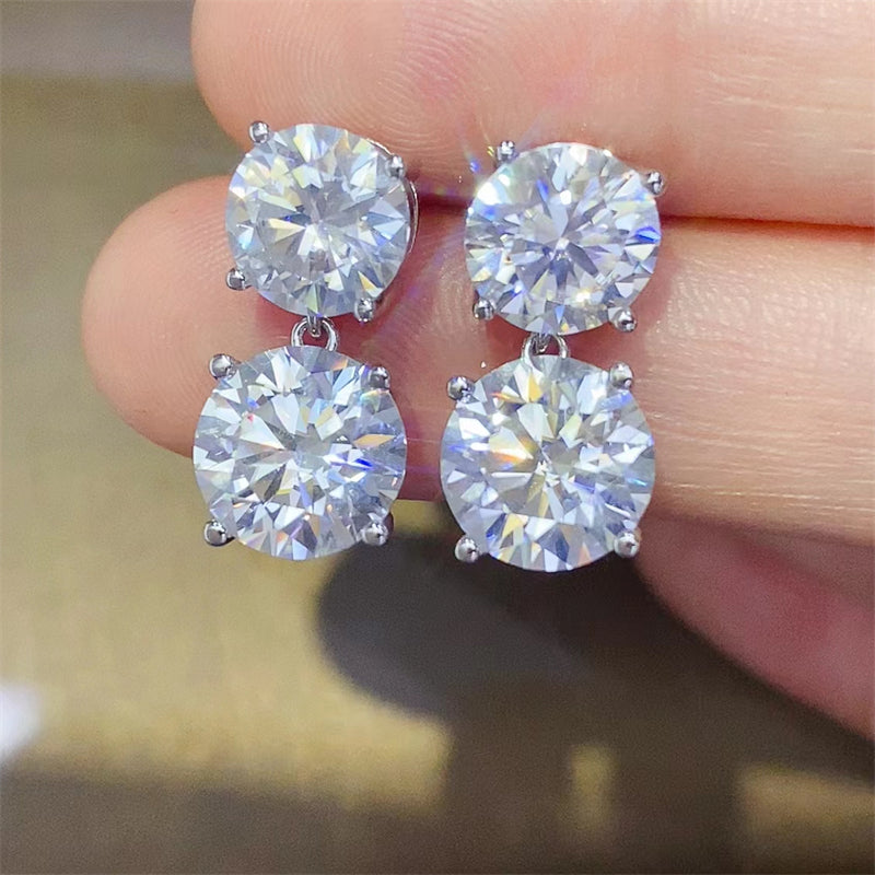 10 Carat Moissanite 925 Sterling Silver Earrings 