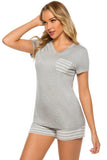 Striped Short Sleeve Top and Shorts Lounge Set Lingerie & Nightwear