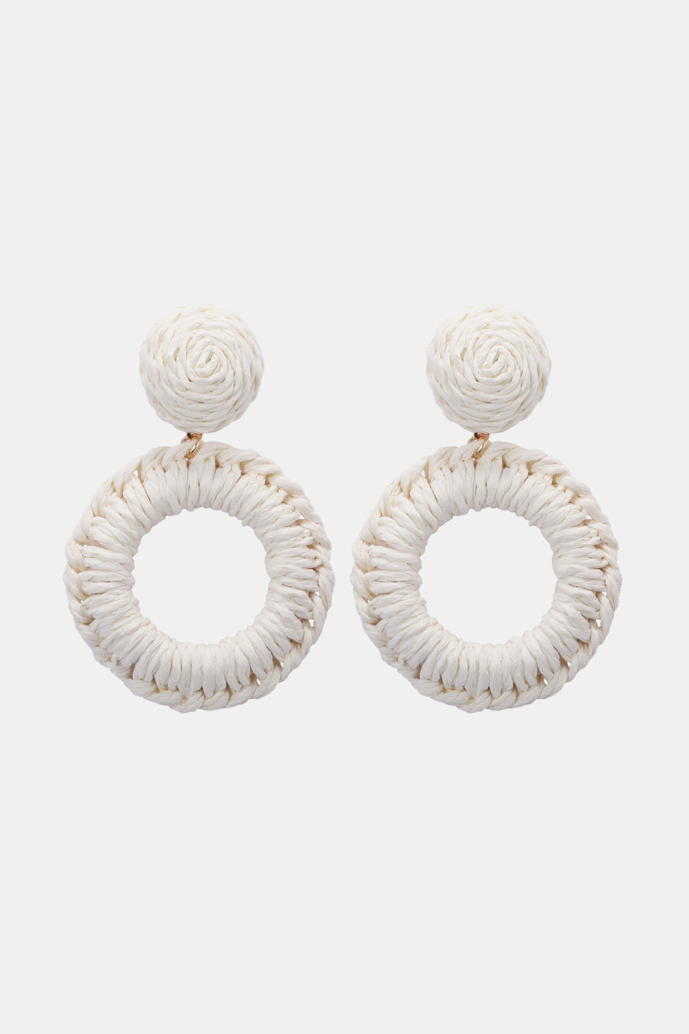 Round Shape Raffia Grass Dangle Earrings 