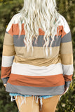 Plus Size Striped Slit Long Sleeve T-Shirt 