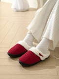 Horn Buckle Furry Texture Flat Slippers 