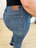 Judy Blue Full Size Mid Waist Distressed Slim Jeans 