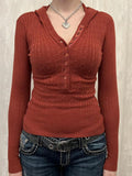 Button Front Long Sleeve Sweater 