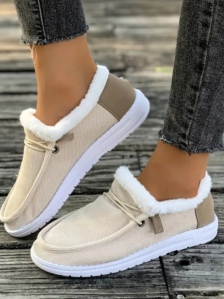 Fluff Round Toe Flat Slip-Ons 