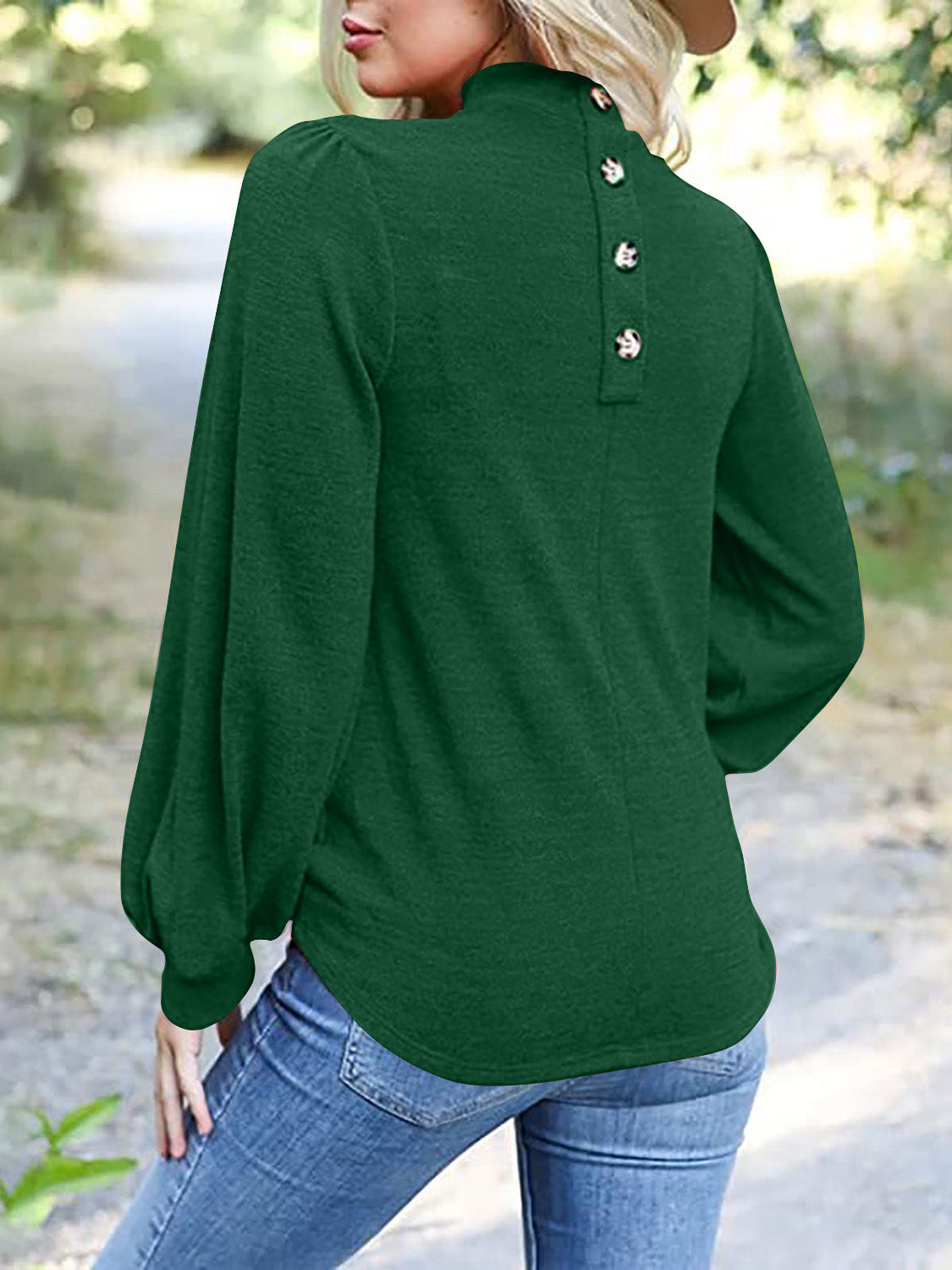 Full Size Mock Neck Long Sleeve T-Shirt 