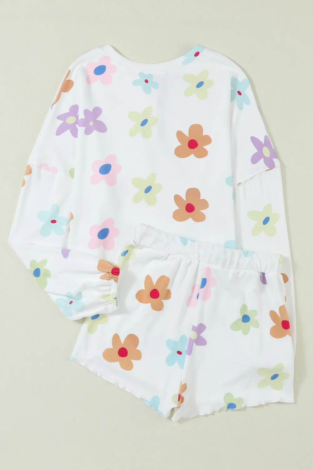 Printed Quarter Button Top and Drawstring Shorts Lounge Set Lingerie & Nightwear