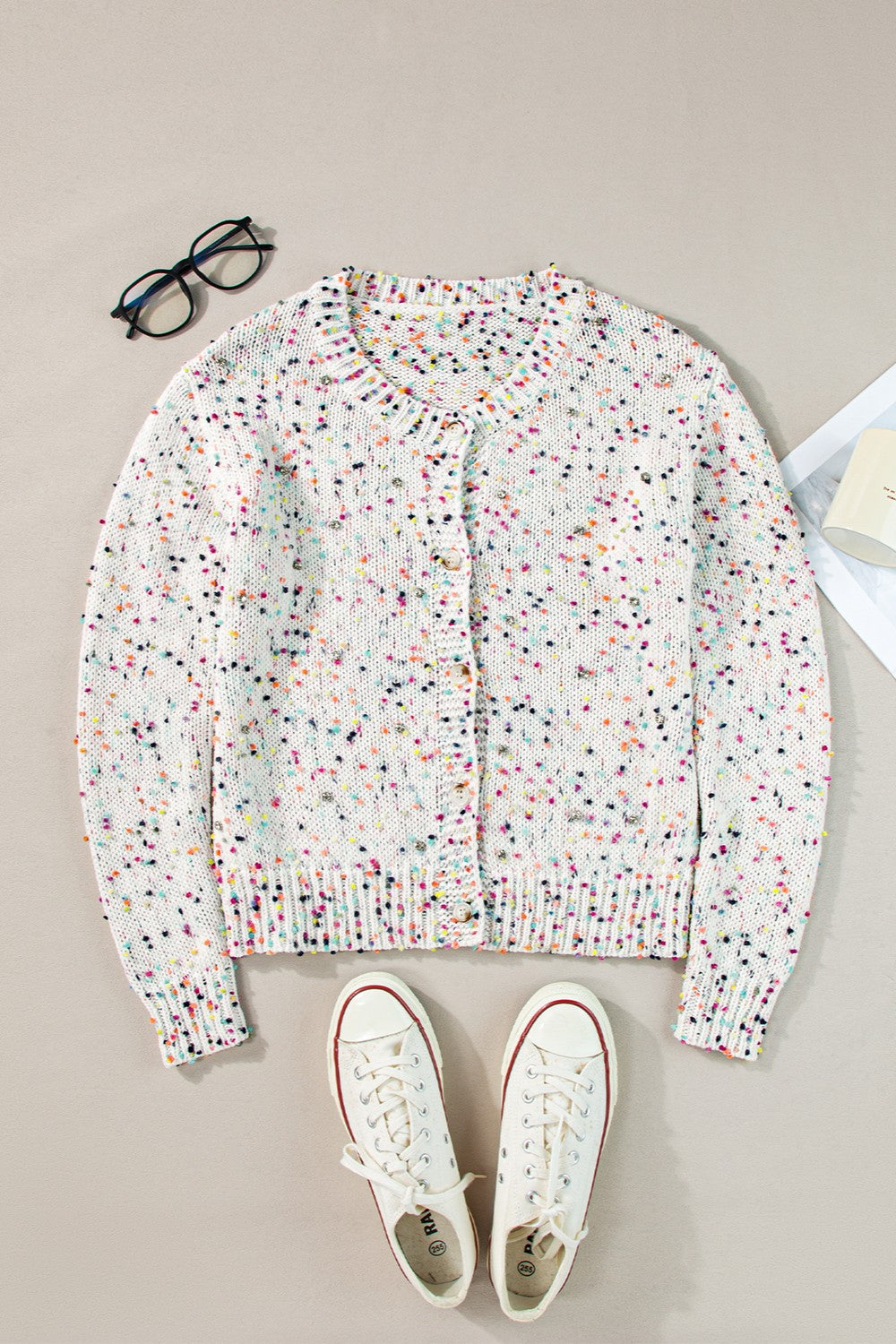 Confetti Button Up Long Sleeve Cardigan 