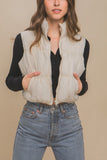 Love Tree Zip Up Turtleneck Cropped Vest Coat 
