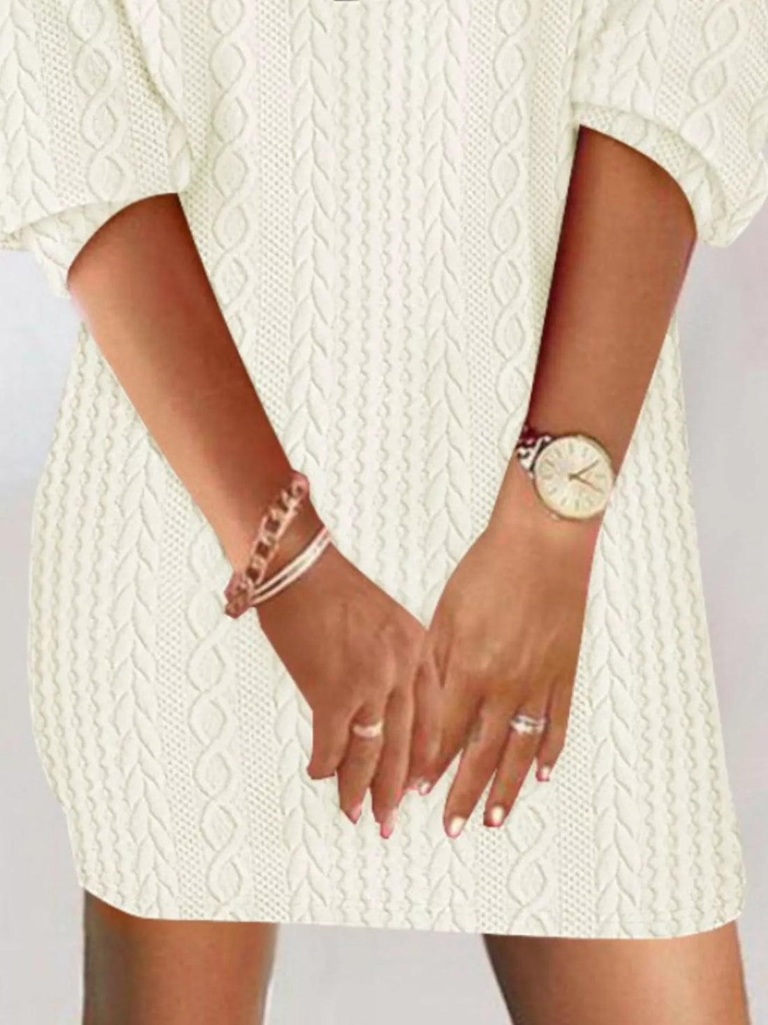 Zip Detail Textured Knit Mini Sweater 