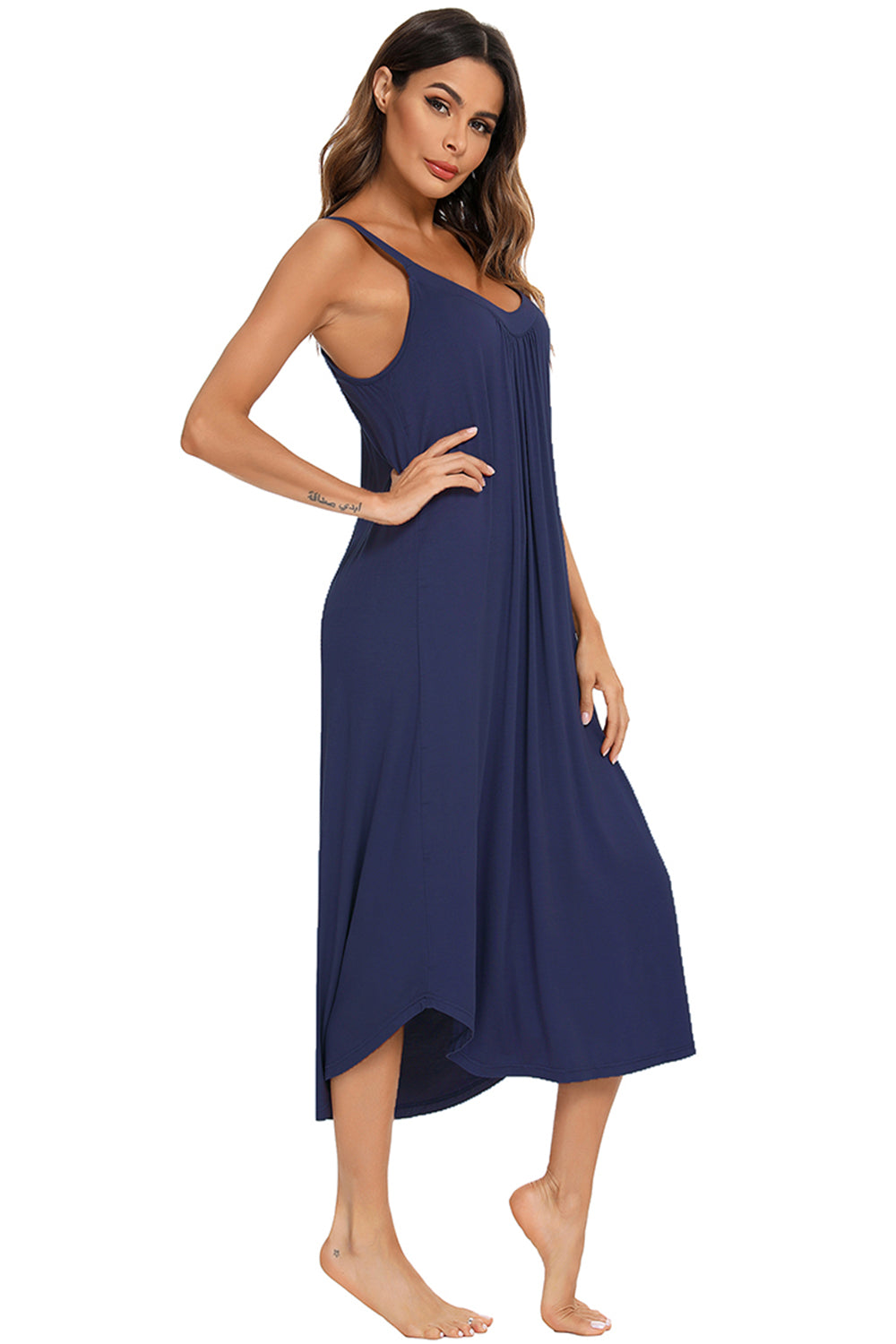 V-Neck Midi Lounge Dress 