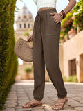 Perfee Textured High Waist Joggers 