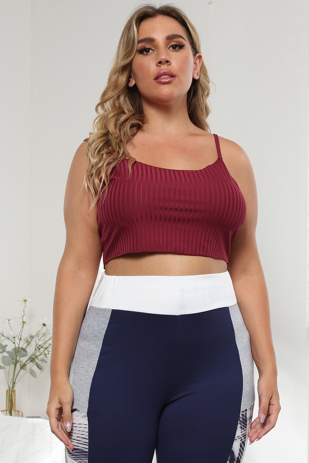 Plus Size Ribbed Spaghetti StrapTop 