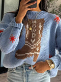 Boot Pattern Round Neck Dropped Shoulder Sweater 