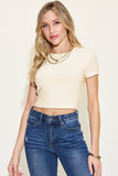 Basic Bae Full Size Ribbed Round Neck Short Sleeve T-Shirt 