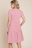 BOMBOM Printed Short Sleeve Mini Dress 