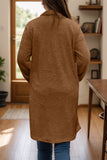 Full Size One Button Long Sleeve Longline Plush Coat 