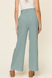 Double Take Full Size Texture Smocked Waist Wide Leg Pants 