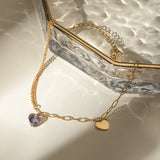 Stainless Steel Synthetic Crystal Heart Anklet Bracelet 