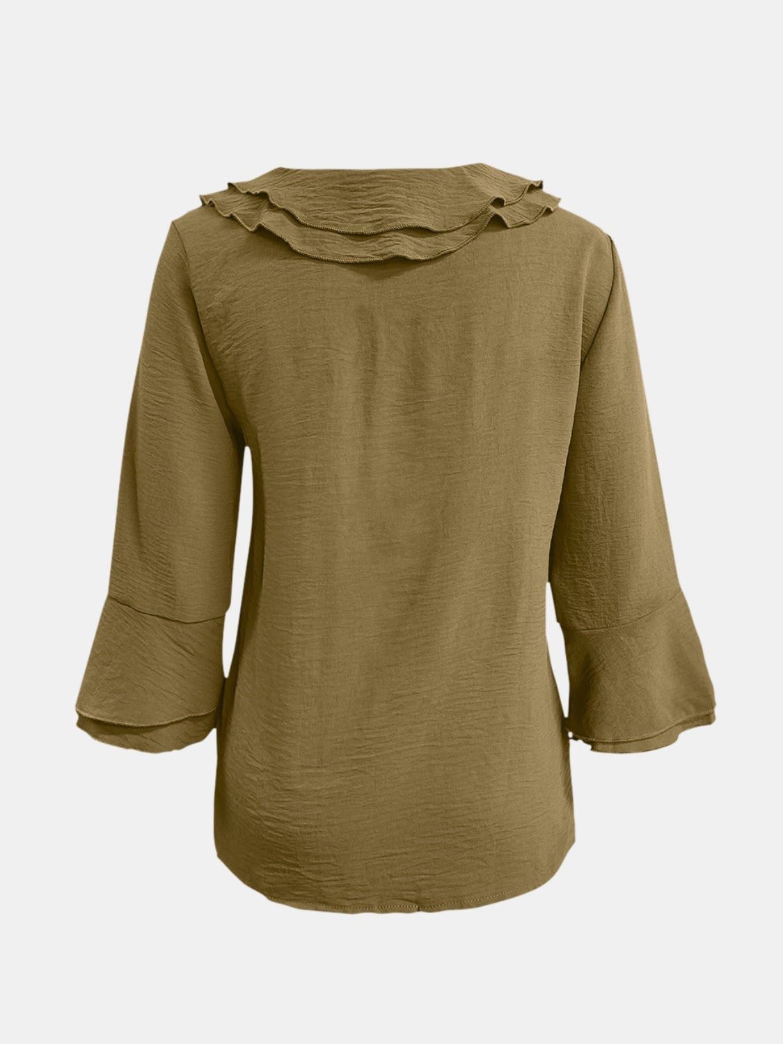 Full Size Ruffled V-Neck Flounce Sleeve Blouse 