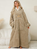Pocketed Contrast Long Sleeve Hooded Lounge Dress 