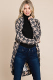 BOMBOM Houndstooth Open Front Cocoon Knit Cardigan 