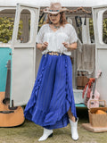 Plus Size Swiss Dot Ruffled Wide Leg Pants 